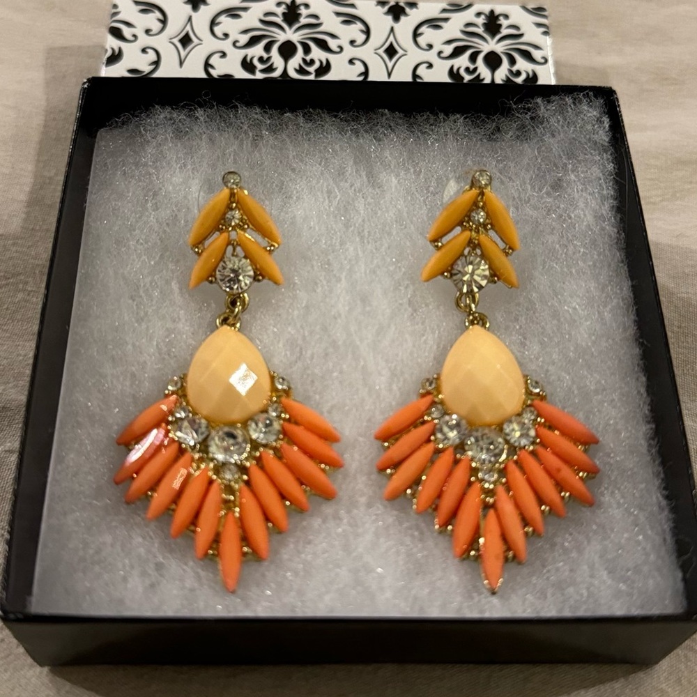 Peach and Gold Fashion Earrings